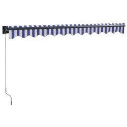 Auvent rétractable bleu et blanc 3,5x2,5 m tissu et aluminium 