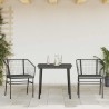Ensemble à manger de jardin et coussins 3 pcs noir rotin verre 