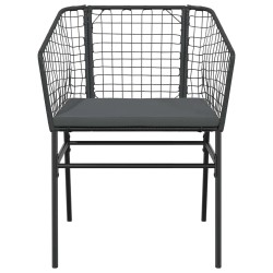 Ensemble à manger de jardin et coussins 3 pcs noir rotin verre 