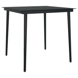Ensemble à manger de jardin et coussins 3 pcs noir rotin verre 