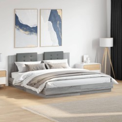 Cadre de lit avec LED sans matelas sonoma gris 160x200 cm 
