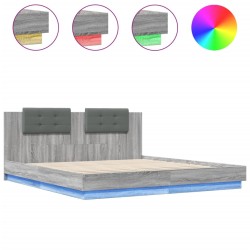 Cadre de lit avec LED sans matelas sonoma gris 160x200 cm 
