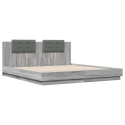 Cadre de lit avec LED sans matelas sonoma gris 160x200 cm 