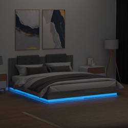 Cadre de lit avec LED sans matelas sonoma gris 160x200 cm 