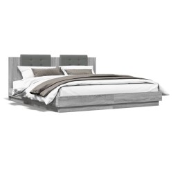 Cadre de lit avec LED sans matelas sonoma gris 160x200 cm 