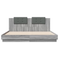 Cadre de lit avec LED sans matelas sonoma gris 160x200 cm 