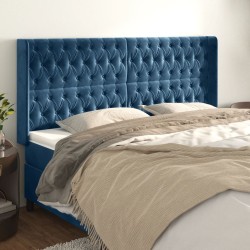 Tête de lit avec oreilles Bleu foncé 183x16x118/128 cm Velours 