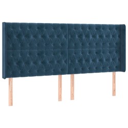 Tête de lit avec oreilles Bleu foncé 183x16x118/128 cm Velours 