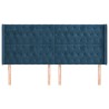 Tête de lit avec oreilles Bleu foncé 183x16x118/128 cm Velours 