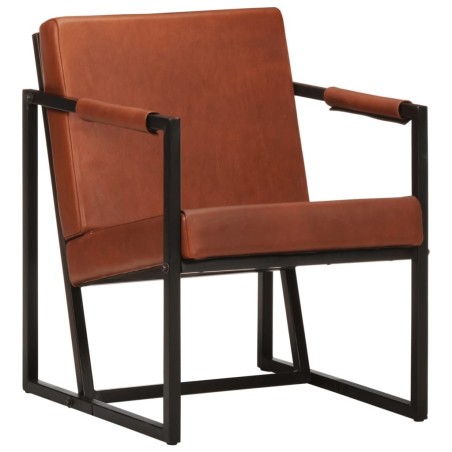 Fauteuil marron cuir véritable 