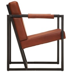 Fauteuil marron cuir véritable 