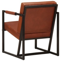 Fauteuil marron cuir véritable 
