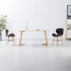 Chaises à manger lot de 2 gris foncé tissu et bois courbé 