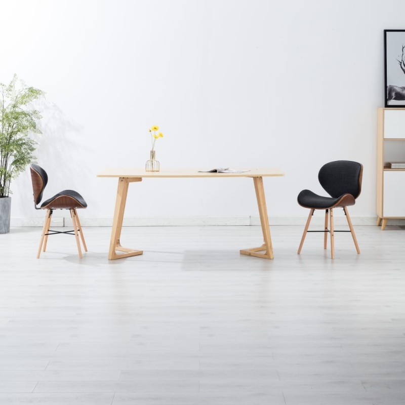 Chaises à manger lot de 2 gris foncé tissu et bois courbé 