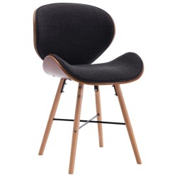 Chaises à manger lot de 2 gris foncé tissu et bois courbé 
