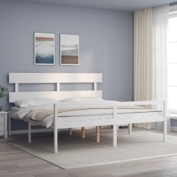 Lit pour personne âgée sans matelas blanc bois massif 