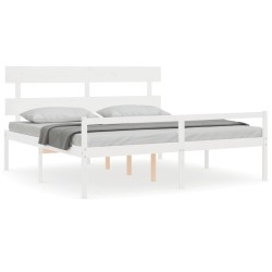Lit pour personne âgée sans matelas blanc bois massif 