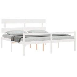 Lit pour personne âgée sans matelas blanc bois massif 