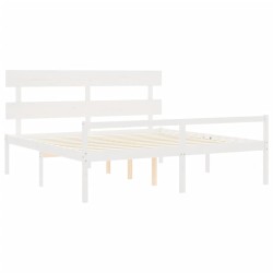 Lit pour personne âgée sans matelas blanc bois massif 