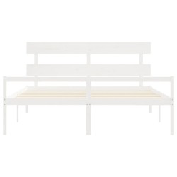 Lit pour personne âgée sans matelas blanc bois massif 