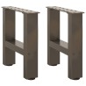 Pieds de table basse en acier naturel, 2 pièces, 40 x (30-31) cm 