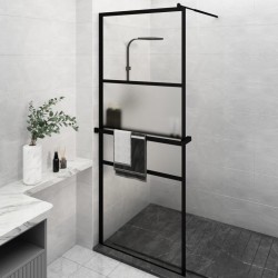 Paroi de douche avec étagère Noir 80x195 cm Verre ESG&Aluminium 