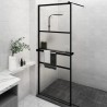 Paroi de douche avec étagère Noir 80x195 cm Verre ESG&Aluminium 