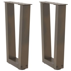 Pieds de table basse en forme de V, 2 pièces, acier naturel, 28 x (42-43,3) cm 