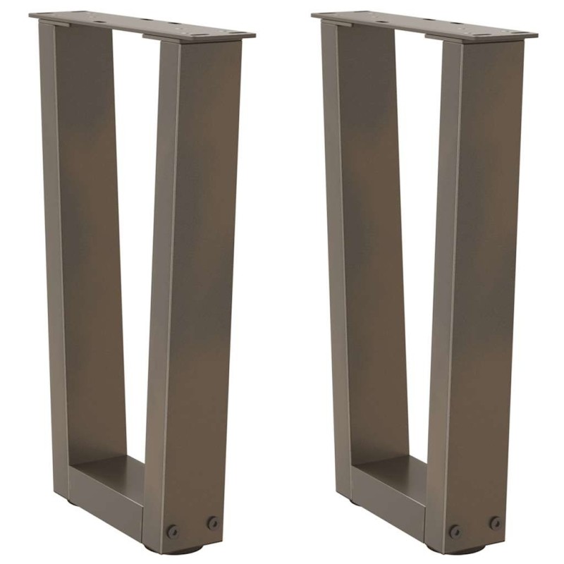 Pieds de table basse en forme de V, 2 pièces, acier naturel, 28 x (42-43,3) cm 