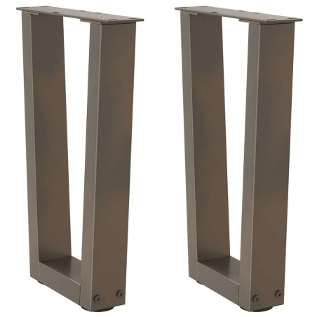 Pieds de table basse en forme de V, 2 pièces, acier naturel, 28 x (42-43,3) cm 