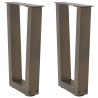 Pieds de table basse en forme de V, 2 pièces, acier naturel, 28 x (42-43,3) cm 
