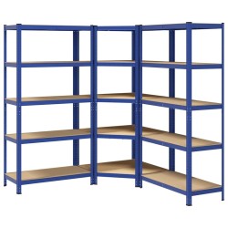 Ensemble d'étagères à 5 niveaux 3 pcs acier bois d'ingénierie 