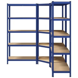 Ensemble d'étagères à 5 niveaux 3 pcs acier bois d'ingénierie 