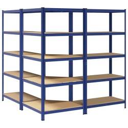 Ensemble d'étagères à 5 niveaux 3 pcs acier bois d'ingénierie 