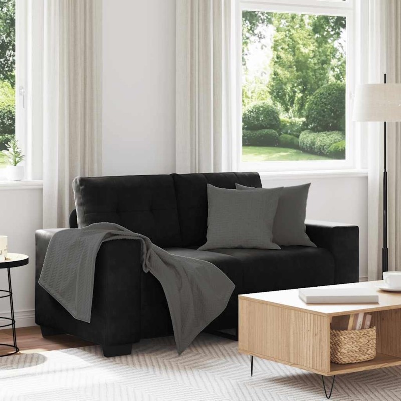 Canapé causeuse noir 120 cm velours 