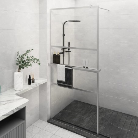 Paroi de douche et étagère Chrome 90x195 cm Verre ESG&Aluminium 