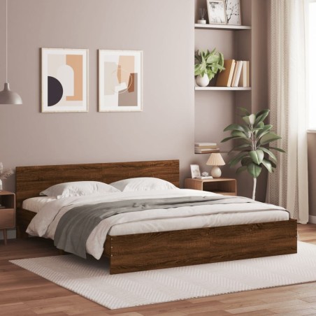 Cadre de lit avec LED sans matelas chêne marron 180x200 cm 