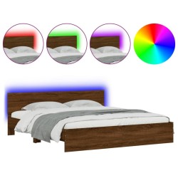 Cadre de lit avec LED sans matelas chêne marron 180x200 cm 