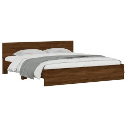 Cadre de lit avec LED sans matelas chêne marron 180x200 cm 