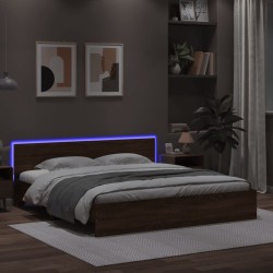Cadre de lit avec LED sans matelas chêne marron 180x200 cm 