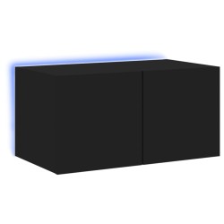 Meuble TV mural avec lumières LED noir 60x35x31 cm 