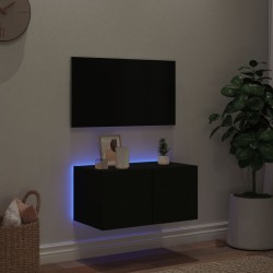 Meuble TV mural avec lumières LED noir 60x35x31 cm 