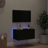 Meuble TV mural avec lumières LED noir 60x35x31 cm 