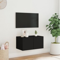 Meuble TV mural avec lumières LED noir 60x35x31 cm 