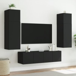 Meuble TV mural avec lumières LED noir 60x35x31 cm 