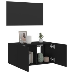 Meuble TV mural avec lumières LED noir 60x35x31 cm 