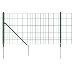 Clôture en treillis métallique et piquet d'ancrage vert 1,1x25m 