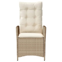 Chaises inclinables de jardin lot de 2 et coussins beige rotin 