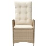 Chaises inclinables de jardin lot de 2 et coussins beige rotin 
