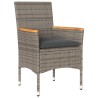 Ensemble de bistro avec coussins 3 pcs gris rotin et verre 